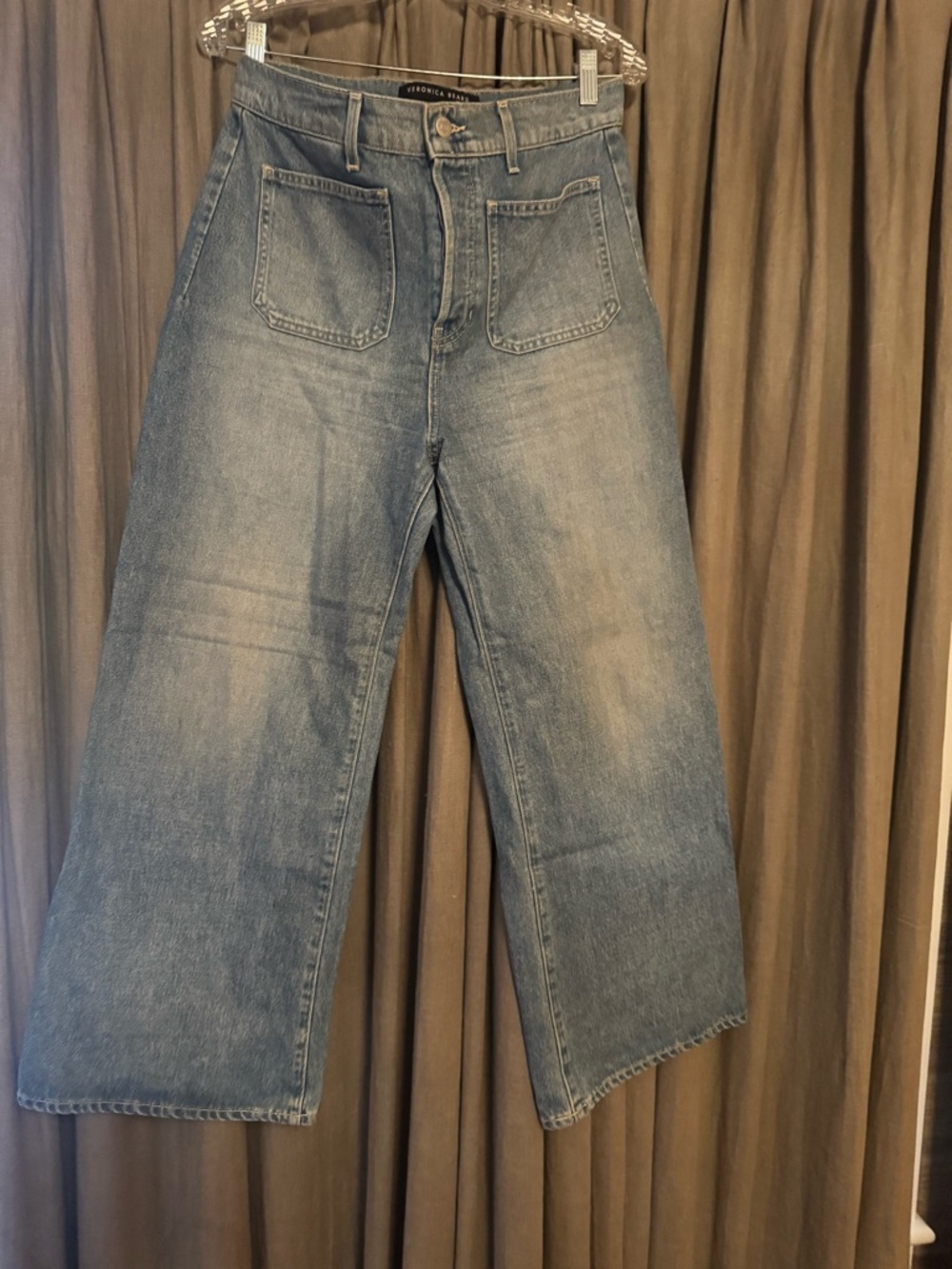 Veronica Beard High-Rise Wide Leg Women's Jeans - Light Blue. Button fly size 29